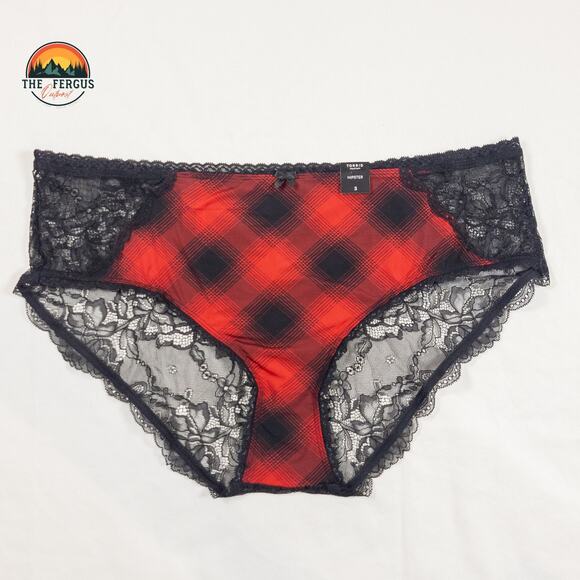 NWT Torrid Jester Flirty Red Plaid Lace Back Hipster Panty Plus Size 3X, 22/24 - Picture 1 of 10